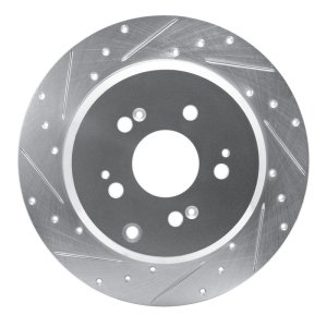 Acura MDX Brake Rotor (1) - Rear Left - R1 Concepts - Drilled & Slotted - Silver - `07-`17 Acura MDX Brake Rotor (1) - Rear Left - R1 Concepts - Drilled & Slotted - Silver - `07-`17